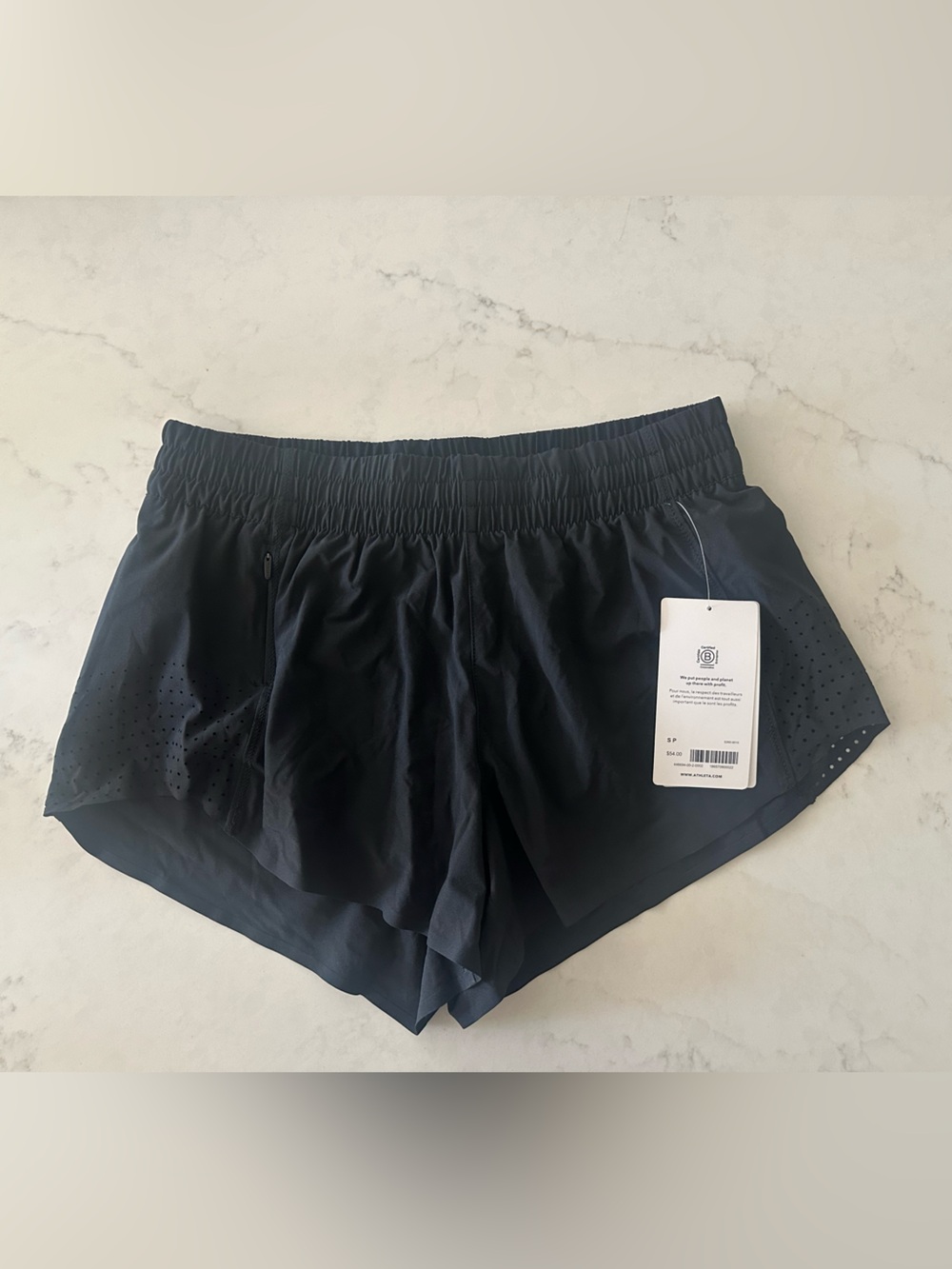 Athleta Black Athletic Running Shorts with Perforated Sides